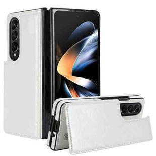 For Samsung Galaxy Z Fold4 Full Coverage Fold Double Buckle PU Phone Case(White)