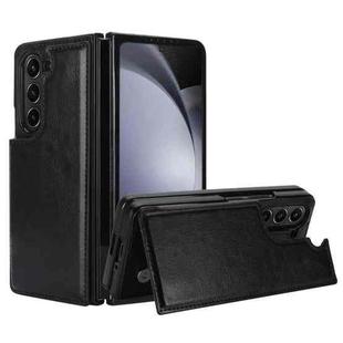 For Samsung Galaxy Z Fold5 Full Coverage Fold Double Buckle PU Phone Case(Black)