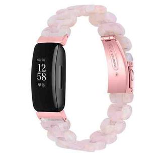 For Fitbit Inspire 3 Oval Resin Replacement Watch Band(Pink Flower)