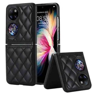 For Huawei P50 Pocket Rhombic Microfiber Folding Phone Case(Black)