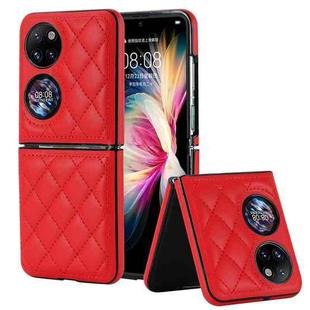 For Huawei P50 Pocket Rhombic Microfiber Folding Phone Case(Red)