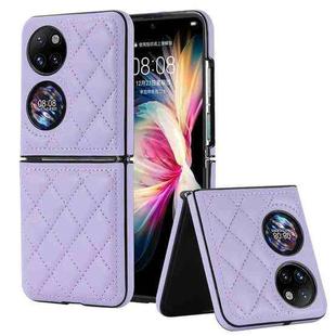 For Huawei P50 Pocket Rhombic Microfiber Folding Phone Case(Purple)