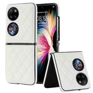 For Huawei P50 Pocket Rhombic Microfiber Folding Phone Case(White)