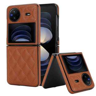 For vivo X Flip Rhombic Microfiber Folding Phone Case(Brown)