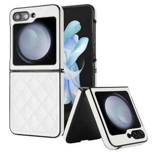 For Samsung Galaxy Z Flip5 Rhombic Microfiber Folding Phone Case(White)
