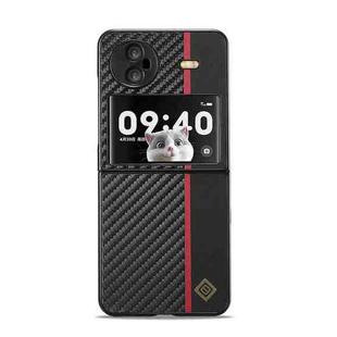 For vivo X Flip LC.IMEEKE 3 in 1 Carbon Fiber Texture Shockproof Phone Case(Black)