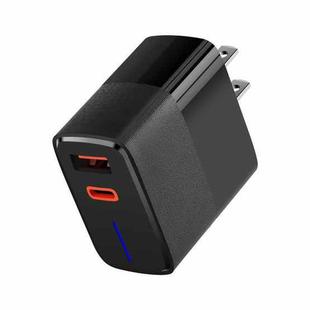 PD100W USB-C / Type-C + USB Charger with Indicator Light, Plug Type:US Plug(Black)