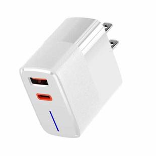 PD100W USB-C / Type-C + USB Charger with Indicator Light, Plug Type:US Plug(White)