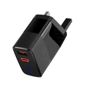 PD100W USB-C / Type-C + USB Charger with Indicator Light, Plug Type:UK Plug(Black)