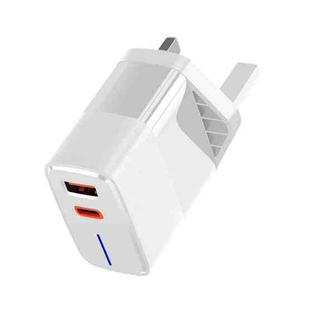 PD100W USB-C / Type-C + USB Charger with Indicator Light, Plug Type:UK Plug(White)