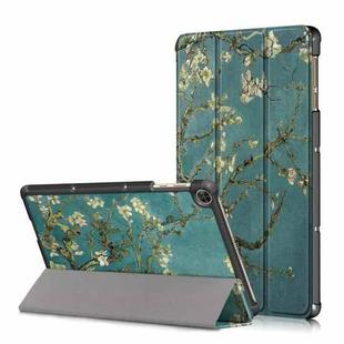 For Honor Pad 7 10.1inch/X8/X8 Lite Custer Painted Painted 3-folding Holder Tablet PC Leather Case(Apricot Blossom)