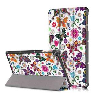 For Honor Pad 7 10.1inch/X8/X8 Lite Custer Painted Painted 3-folding Holder Tablet PC Leather Case(Butterfly)