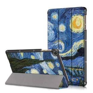 For Honor Pad 7 10.1inch/X8/X8 Lite Custer Painted Painted 3-folding Holder Tablet PC Leather Case(Starry Sky)