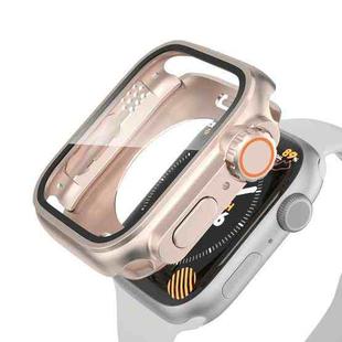 For Apple Watch Series 9 / 8 / 7 41mm Change to Ultra 49mm Waterproof All-Inclusive Film Hybrid PC Watch Case(Rose Gold)