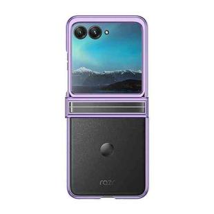 For Motorola Razr 40 Ultra Electroplated Three-piece Set Phone Case(Purple)