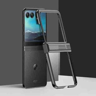 For Motorola Razr 50 Electroplated Three-piece Set Phone Case(Black)