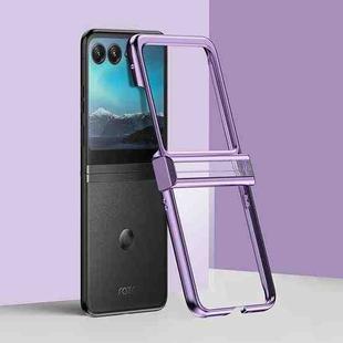 For Motorola Razr 50 Electroplated Three-piece Set Phone Case(Purple)