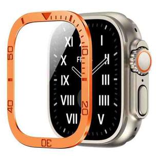 For Apple Watch Ultra 49mm Number Ring Metal Frame Integrated Tempered Film(Orange)