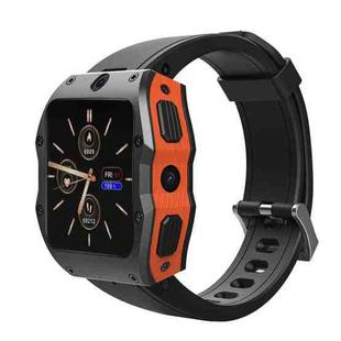 Model X 1.99 inch IP68 Waterproof Android 9.0 4G Dual Cameras Matte Smart Watch, Specification:4GB+128GB(Black Orange)