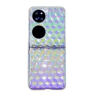 For Huawei P50 Pocket Colorful Diamond Texture PC Phone Case(Gradient Pink Green)