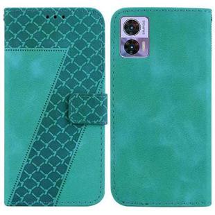 For Motorola Edge 30 Neo 7-shaped Embossed Leather Phone Case(Green)