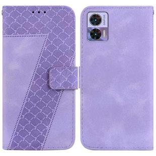 For Motorola Edge 30 Neo 7-shaped Embossed Leather Phone Case(Purple)