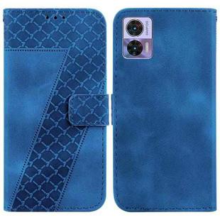 For Motorola Edge 30 Neo Seven-shaped Embossed Leather Phone Case(Blue)