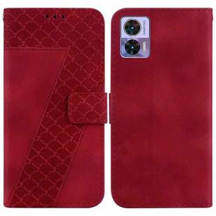 For Motorola Edge 30 Neo 7-shaped Embossed Leather Phone Case(Red)