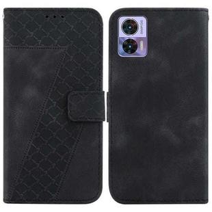 For Motorola Edge 30 Neo Seven-shaped Embossed Leather Phone Case(Black)