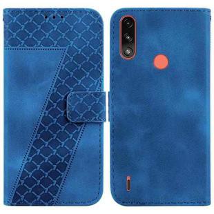 For Motorola Moto E7 Power/E7i Power Seven-shaped Embossed Leather Phone Case(Blue)