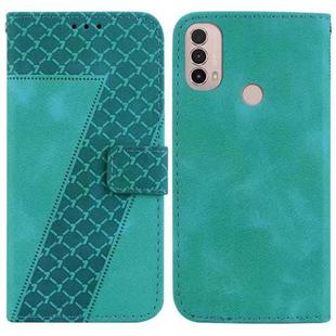 For Motorola Moto E20/E30/E40 7-shaped Embossed Leather Phone Case(Green)