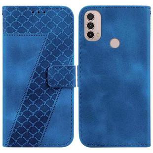 For Motorola Moto E20/E30/E40 7-shaped Embossed Leather Phone Case(Blue)