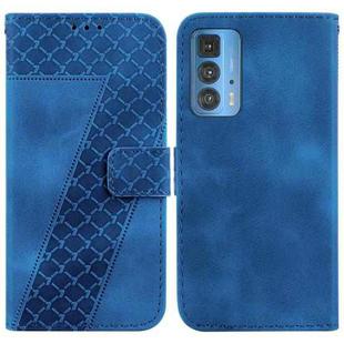 For Motorola Edge 20 Pro 7-shaped Embossed Leather Phone Case(Blue)