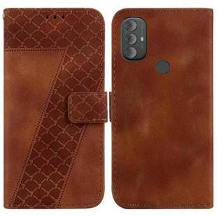 For Motorola Moto G Power 2022 7-shaped Embossed Leather Phone Case(Brown)