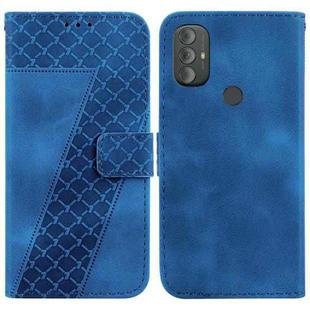 For Motorola Moto G Power 2022 Seven-shaped Embossed Leather Phone Case(Blue)