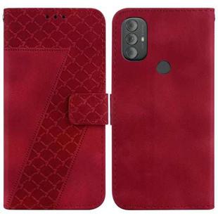 For Motorola Moto G Power 2022 7-shaped Embossed Leather Phone Case(Red)