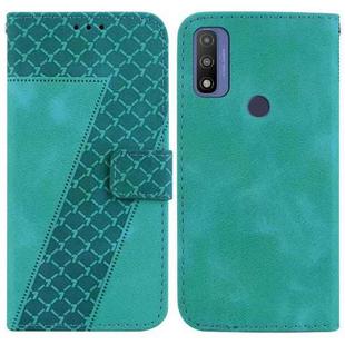 For Motorola G Pure 7-shaped Embossed Leather Phone Case(Green)