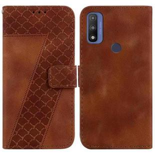 For Motorola G Pure 7-shaped Embossed Leather Phone Case(Brown)