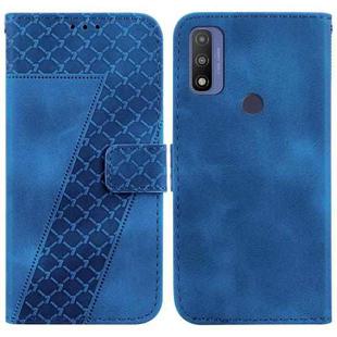 For Motorola G Pure Seven-shaped Embossed Leather Phone Case(Blue)