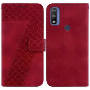 For Motorola G Pure 7-shaped Embossed Leather Phone Case(Red)