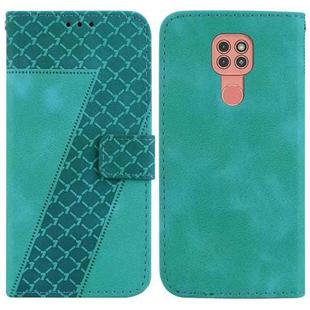 For Motorola Moto G9 Play/E7 Plus 7-shaped Embossed Leather Phone Case(Green)