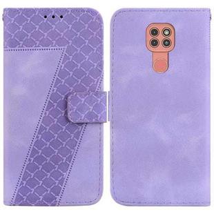 For Motorola Moto G9 Play/E7 Plus 7-shaped Embossed Leather Phone Case(Purple)