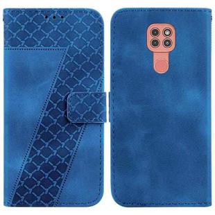 For Motorola Moto G9 Play/E7 Plus Seven-shaped Embossed Leather Phone Case(Blue)