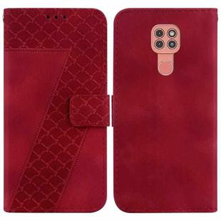 For Motorola Moto G9 Play/E7 Plus 7-shaped Embossed Leather Phone Case(Red)