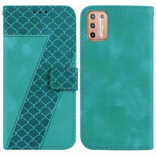 For Motorola Moto G9 Plus 7-shaped Embossed Leather Phone Case(Green)