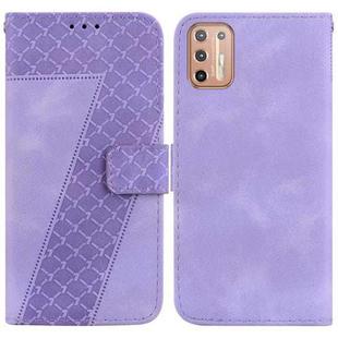 For Motorola Moto G9 Plus Seven-shaped Embossed Leather Phone Case(Purple)