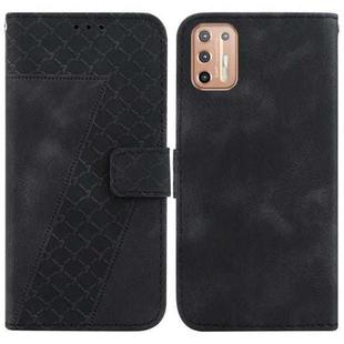 For Motorola Moto G9 Plus 7-shaped Embossed Leather Phone Case(Black)