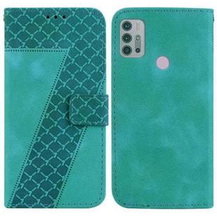 For Motorola Moto G30/G10/G20/G10 Power 7-shaped Embossed Leather Phone Case(Green)