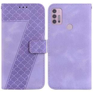 For Motorola Moto G30/G10/G20/G10 Power Seven-shaped Embossed Leather Phone Case(Purple)