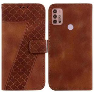 For Motorola Moto G30/G10/G20/G10 Power 7-shaped Embossed Leather Phone Case(Brown)